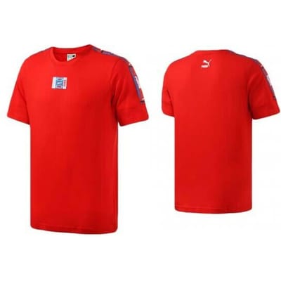 Puma 90s Retro Tape Korte Mouw T-shirt Top Tee Rood Heren 579516 04