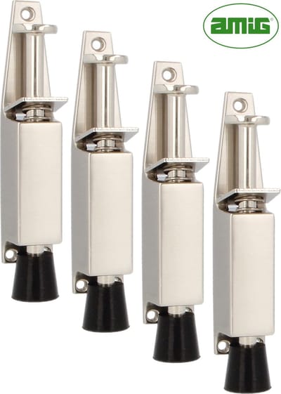 AMIG Deurvastzetter Deurstopper binnen - Voetbediend - 4 Stuks – Slag 28mm – Satijn Nikkel