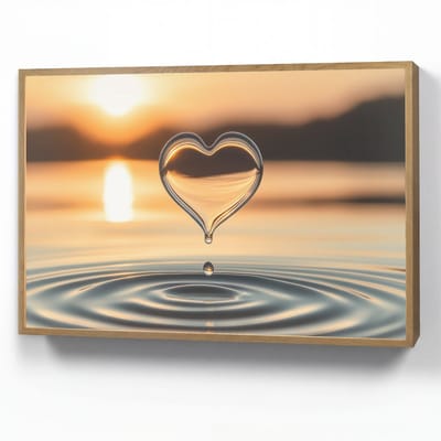 Wandlamp 90x60 cm - Oplaadbaar - Hart - Water - Zonsondergang - Natuur - Zen - Wandlampen binnen woonkamer - Slaapkamer lamp - Decoratieve nachtlamp - Vloerlamp draadloos
