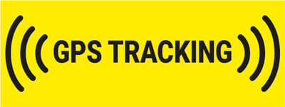 GPS tracking sticker met tekst 200 x 75 mm