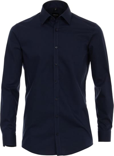 VENTI body fit overhemd - marine blauw - Strijkvriendelijk - Boordmaat: 39 (EU maat: M)
