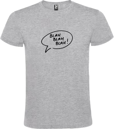 Grijs T-shirt ‘Blah Blah Blah!’ Zwart Maat XS
