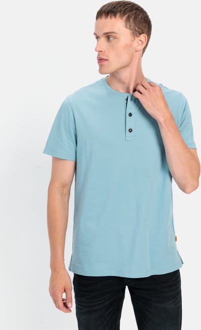 camel active Henley met korte mouwen - Maat menswear-M - Blauw