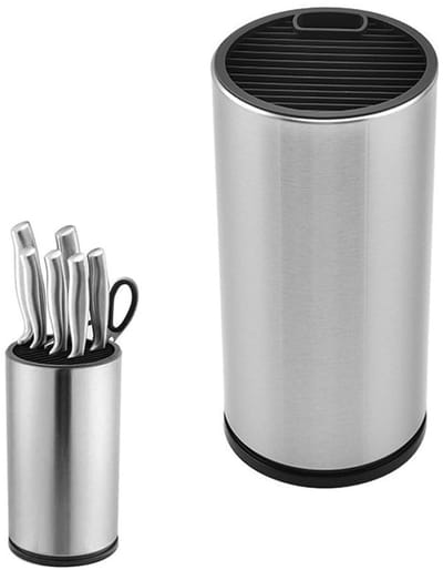 Dailygoods- Messenblok Rond - Messenhouder zonder Messen - Roestvrij Staal - Met Schaargleuf - Afvoergat - Perfecte Organisatie