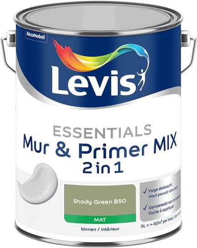 Levis - Essentials Mur & Primer Mix - Shady Green B50 - Mengverf - 5 L