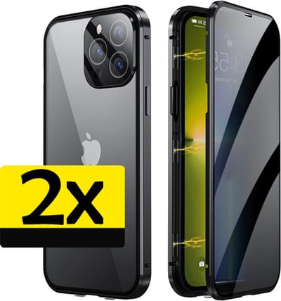 Hoesje Geschikt voor iPhone 12 Hoesje Magnetische Adsorptie Back Case - Hoes Geschikt voor iPhone 12 Hoesje Met Magnetische Connectie - Zwart - 2 Stuks