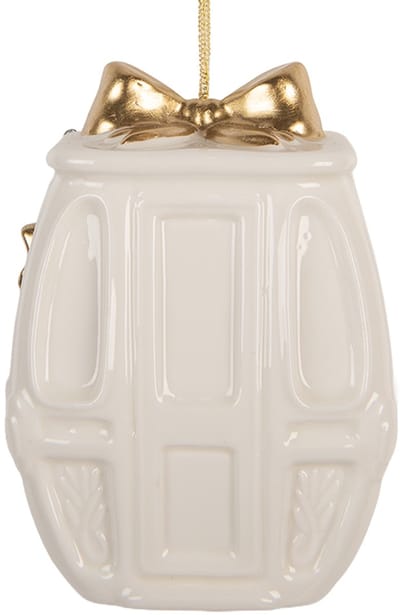 Clayre & Eef Kersthanger 5x4x11 cm Wit Porselein
