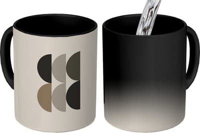 Magische Mok - Foto op Warmte Mokken - Koffiemok - Halve cirkels - Aardetinten - Grafisch - Magic Mok - Beker - 350 ML - Theemok