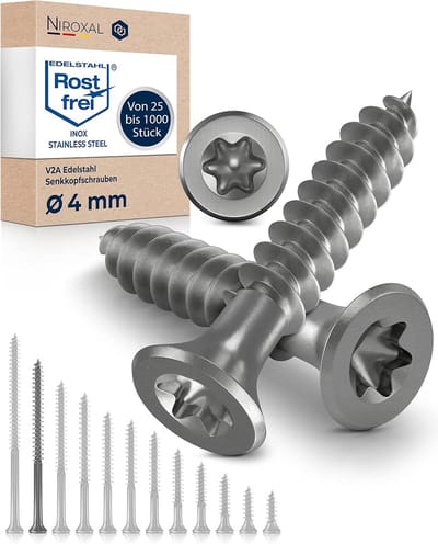 Verzonken RVS Houtschroeven - 200 Stuks, Torx 4x70 voor Spaanplaat en Hout
