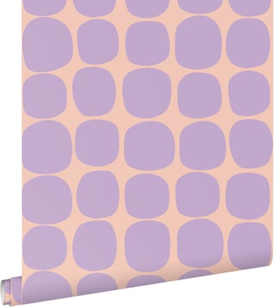 ESTAhome behang grafisch motief lila paars en roze - 50 x 900 cm - 131982