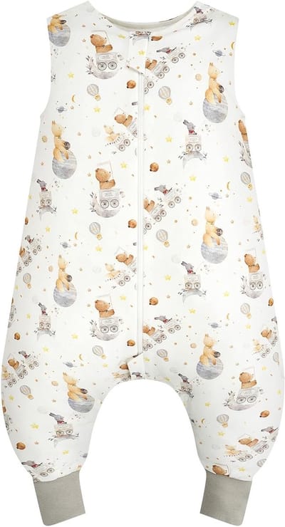 Comfortabele Slaapzak met Voeten, 1.0 Tog, 100% Katoen, Geschikt voor Elk Seizoen, Baby Slaapzak voor Jongens en Meisjes, Ideaal voor een Goede Nachtrust