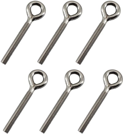 Cosensi - 6Pcs Eye Bolt - Roestvrij staal - Duurzaam en sterk - M10 - Verbinden en bevestigen - Geschikt voor binnen en buiten