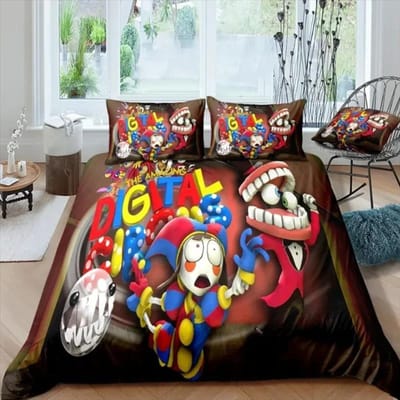 DE GEWELDIGE DIGITALE CIRUS Cartoon Beddengoed Set Dubbel Twin King Dekbedovertrek Dekbedovertrek Kussensloop Jongens Meisjes Volwassenen Slaapkamer 228x228cm 3pcs