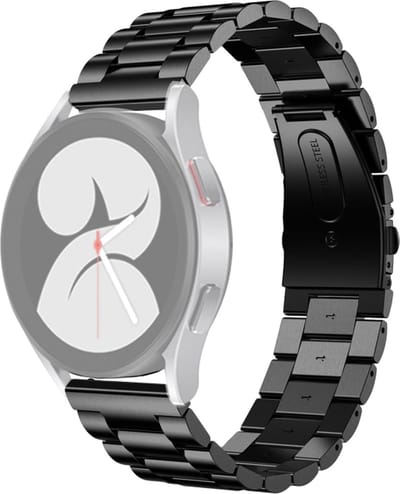 Stalen bandje - RVS - geschikt voor Samsung Galaxy Watch 7 / Watch FE / Watch 6 / Watch 6 Classic / Watch 5 / Watch 5 Pro / Watch 4 / Watch 4 Classic / Watch 3 41 mm / Active / Active 2 / Watch 42 mm - zwart