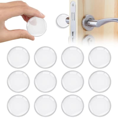 EXCITAT Deurstopper - Muurdeurstopper - Transparante ronde deurstopper - Zelfklevend - Geschikt voor deurgrepen, muurbescherming - 12 stuks