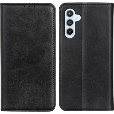 CaseBody Samsung Galaxy S24 FE Echt Leren Portemonnee Hoesje Zwart