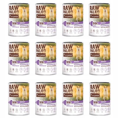 VetExpert Raw Paleo - Natvoer voor Honden - Eend en Zwijn - 12x400g