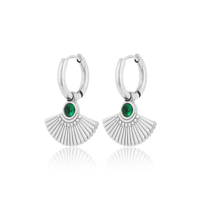 OOZOO Jewellery - Zilverkleurige oorringen met een pauw staart - SE-3036