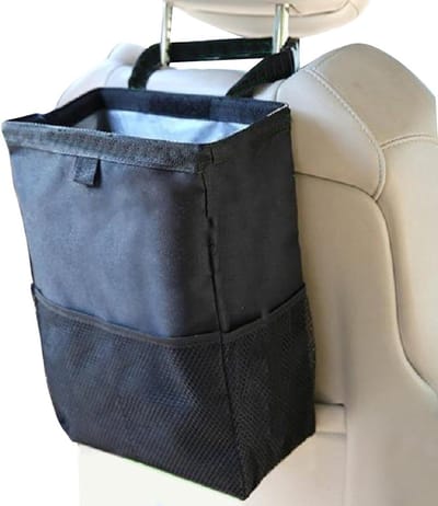 Afvalemmer Auto - Vuilniszak Houder - Auto Organiseren - Met Deksel - 37x25x15 cm - Zwart