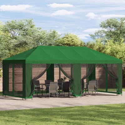 vidaXL - Tuinpaviljoen - 6 - x - 3 - m - Groen - Polyester - en - Staal - 190 - gsm