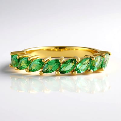 Cavill - 925 Sterling Zilver Ring - Geel Verguld - 1,264 ct Groene Apatiet Marquise - Elegante Damesring - Madagaskar Edelsteen