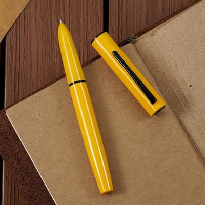 Dailygoods - HONG DIAN C1 Vulpen Fijne Penpunt, Citroengeel & Klassiek Retro Design Metalen Pen Met Inktconverter