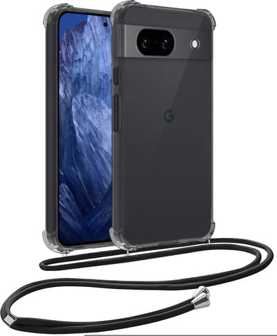 Hoesje - Geschikt voor Google Pixel 8a - Met Koord - Shock Proof - Siliconen Case - Telefoonkoord - Back Cover - Telefoon Hoes Shockproof - Telefoonketting - Telefoonhoes - Transparant