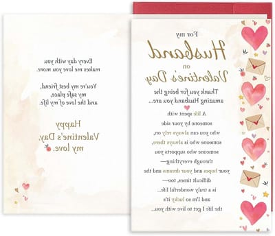 Valentijnskaart Echtgenoot - Gedicht Wenskaart - Liefde Tonen - Hoogwaardig Papier - 8 x 5 ft - Rood