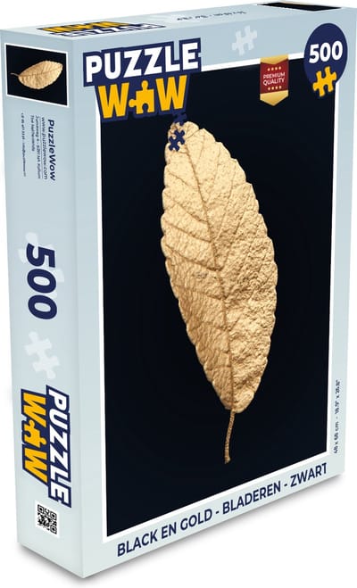 Puzzel Black en gold - Bladeren - Zwart - Planten - Luxe - Legpuzzel - Puzzel 500 stukjes