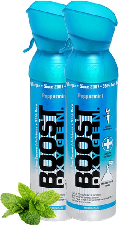 Boost Oxygen - Large 9L - Peppermint - 95% Pure Zuurstof - Tot wel 400 inhalaties van 1 sec - Ademhalingsondersteuning voor sport herstel, hoogte, prestaties en gezondheid - Zuurstoffles - 2x 9L (2 pak, 18L totaal)