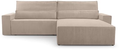 Hoekbank met Slaapfunctie - 297 x 200 x 85 cm - Comfortabele en Stijlvolle Familiebank - DENVER L - Poso 02 Donkerbeige
