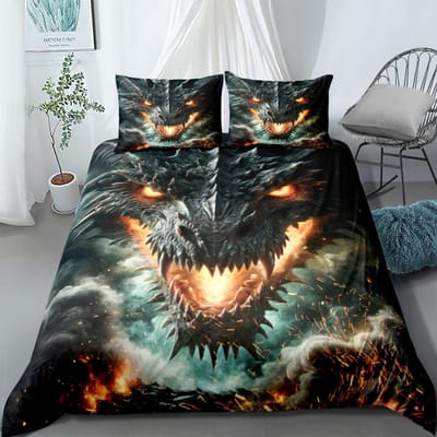 Gevaarlijke Draak Dekbedovertrek Set EU Eenpersoons Tweepersoons King US Eenpersoons Volledig Queen Maat Beddengoed Set 150x200cm