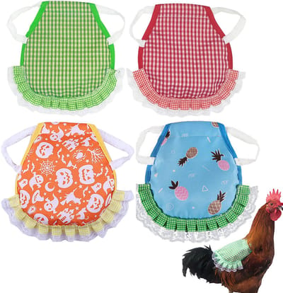 Schort - 4 Stuks - Kippenkleding - Kip Saddle Schort - Kip Schort voor Bescherming van Veren - kippenschort - Pluimveedelen - Kippenbroekje - Henne Apron - Veren Beschermer Tegen Pikken - Kippen Tuin Accessoire - Voor boerderijen, ranches