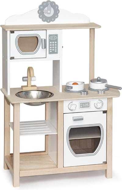 Vigatoys Houten Speelkeuken Wit met Magnetron