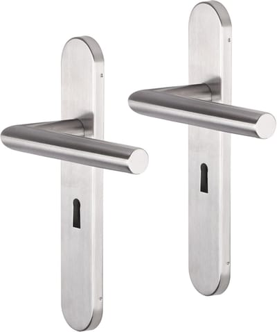 Deurkruk - Impresso Harrow - Voor binnen - Ovaal - deurschild met sleutelgat - RVS - 2 stuks