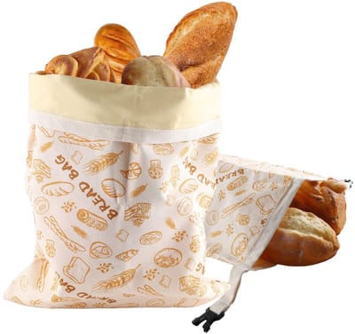 Dailygoods - Bijenwasdoek Broodzak Set van 2 - Herbruikbare Linnen Tas voor Broodbewaring