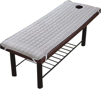 Massagehoes Laken voor Tafel met Gezichtsopening - Elastisch & Wasbaar - 70x190 cm - Grijs
