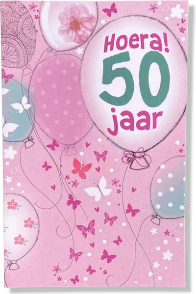 Hoera 50 jaar! Luxe verjaardagskaart Abraham / Sarah - 12x17cm - Gevouwen Wenskaart inclusief envelop - Leeftijdkaart