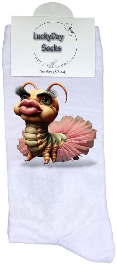 Luckyday Socks - Unisex sokken - Rups duckface - Tutu - cadeau sokken - Maat 37-44