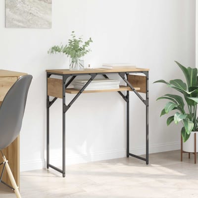 vidaXL - Consoltabel - Artisan - Eiken - Bewerkt - hout - 75x30x75cm
