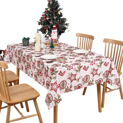 Kersttafelkleed - Voor kersttafel en feestdecoratie - Afveegbaar, water- en oliebestendig - Polyester - Star Style-229x132cm