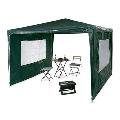 partytent met 2 zijwanden - 3x3 m - waterafstotend - groen