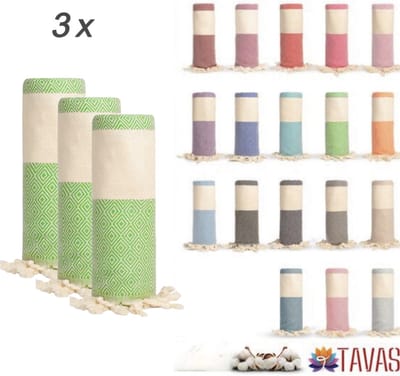 TAVAS Theedoeken & Keukendoeken Set – 3 x 50x90cm – Appel Groen - 100% Katoen – Wafelstructuur – Sneldrogend – Zachte Handdoeken voor Keuken