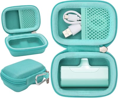 Draagbare Oplaadcase voor Mini Powerbank 4800/4500/3350mAh en Oplaadkabel, Ultra Compact en Beschermend Design (Groen, Alleen Case)