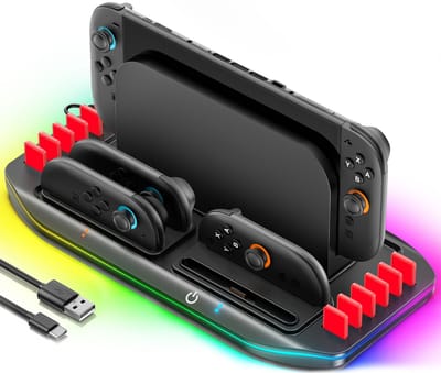 YONO Oplaadstation geschikt voor Nintendo Switch 2 en Joy-Con Controllers - Houder Game Cards - Accessoires - Oplader