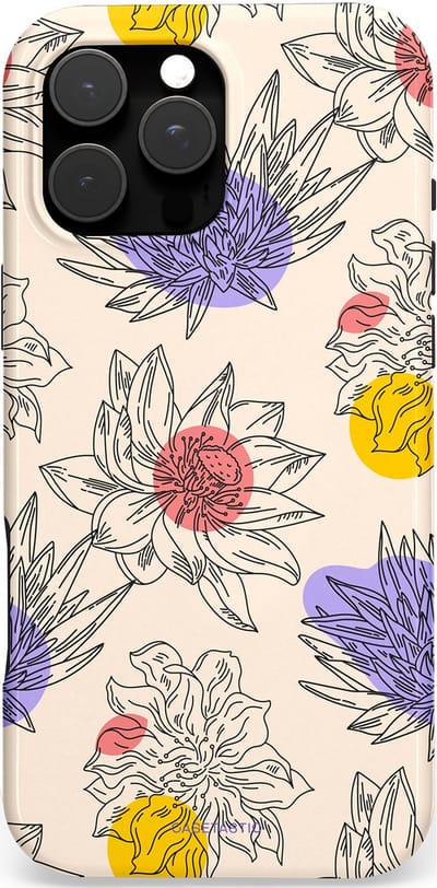Casetastic Hoesje Geschikt voor Apple iPhone 16 Pro Max Magsafe - Stijlvolle Beschermende Duo-layer Case - Bloemenschets