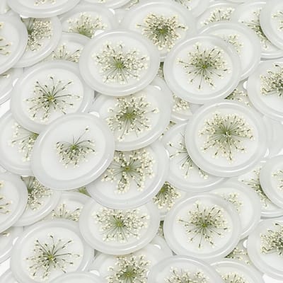 100x Zelfklevende Witte Droogbloem Zegelstickers voor Enveloppen en Cadeaus