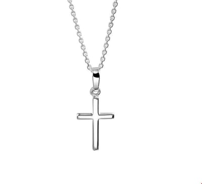 Zilveren collier met kruis hanger | 925 sterling zilver | 41-45 cm | Gerhodineerd