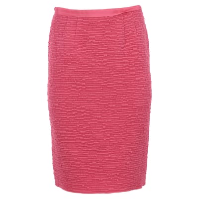 Nina Ricci kokerrok tot op de knie met textuur in roze wol