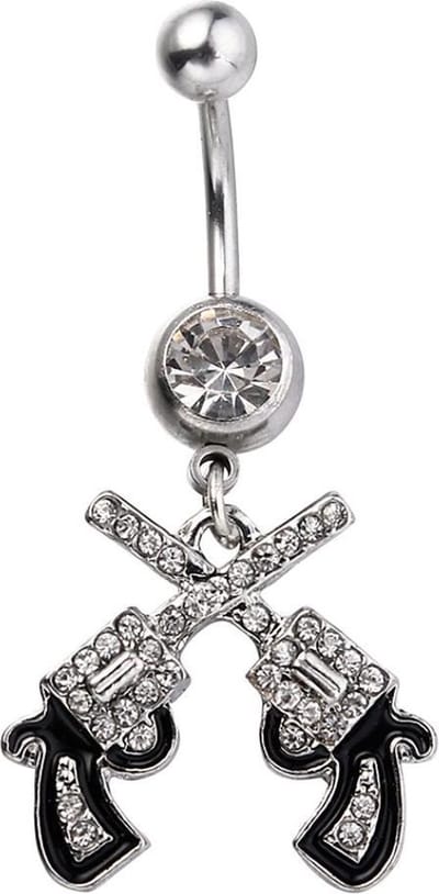 Fako Bijoux - Navelpiercing - Pistool Duo - Wit